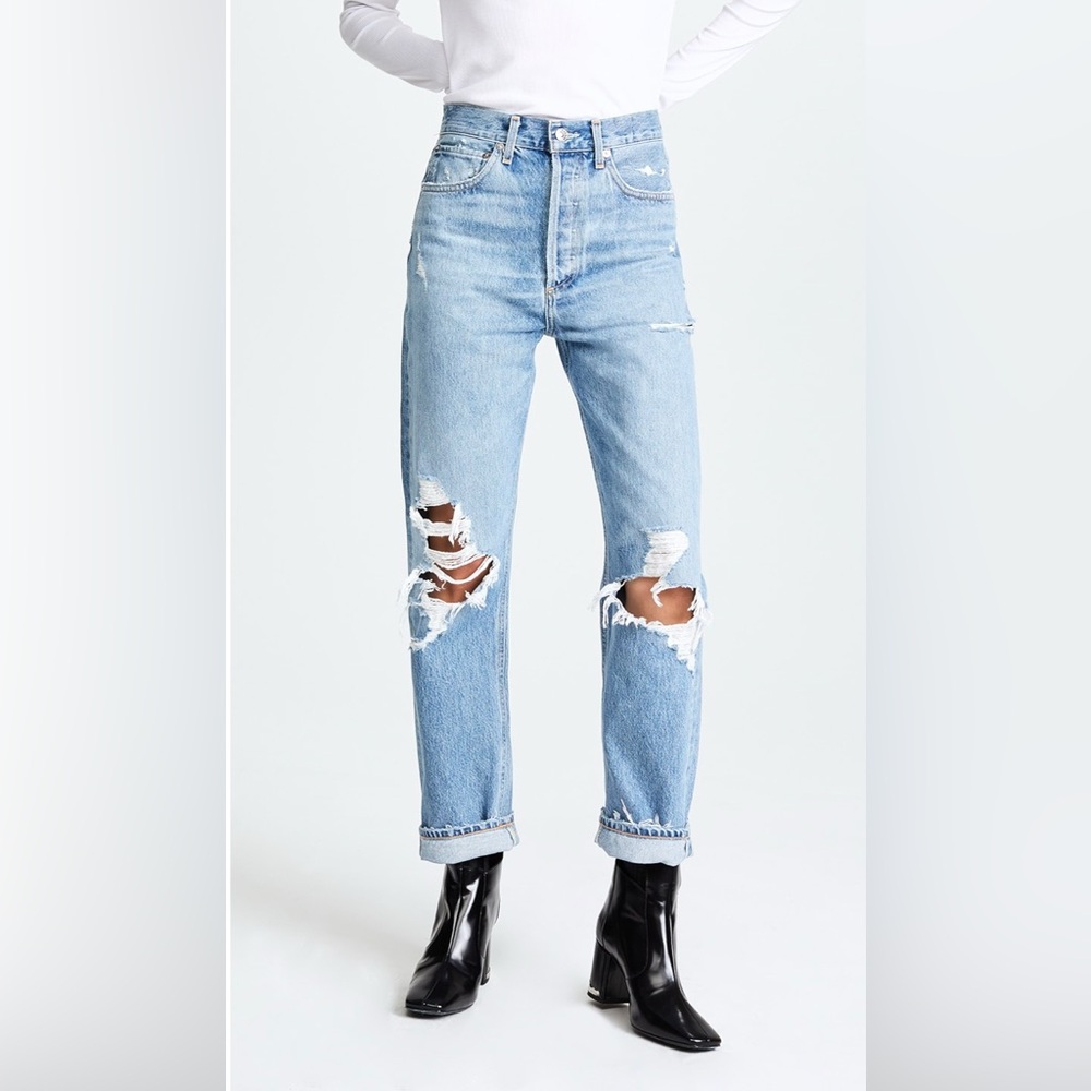 Agolde 90's Mid Rise Straight Leg Jeans Blue Women’s Sz 28 Button fly